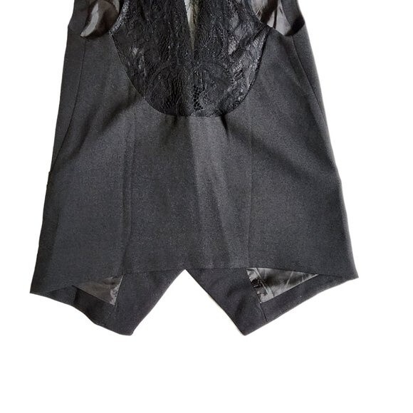 Forever 21 black one button v neck sleeveless vest with lace back detail sz S - Picture 6 of 11